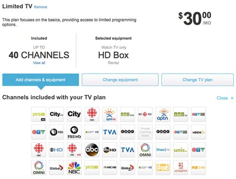 shaw limited tv package.